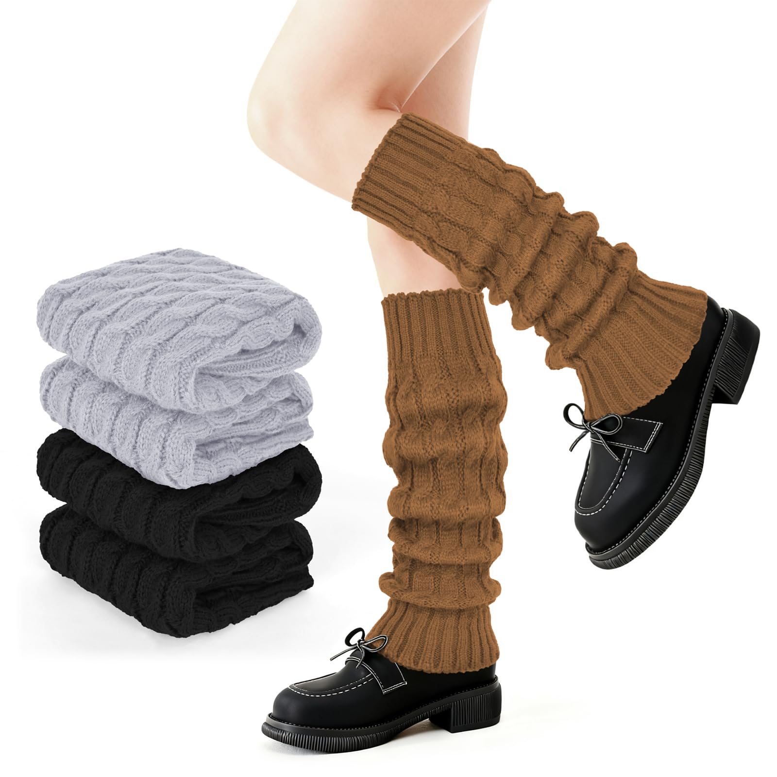 DODOKIE 3 Pairs Leg Warmers for Women Winter Fluffy Fleece Lined Valentines Day Gifts for Her Mom Wife