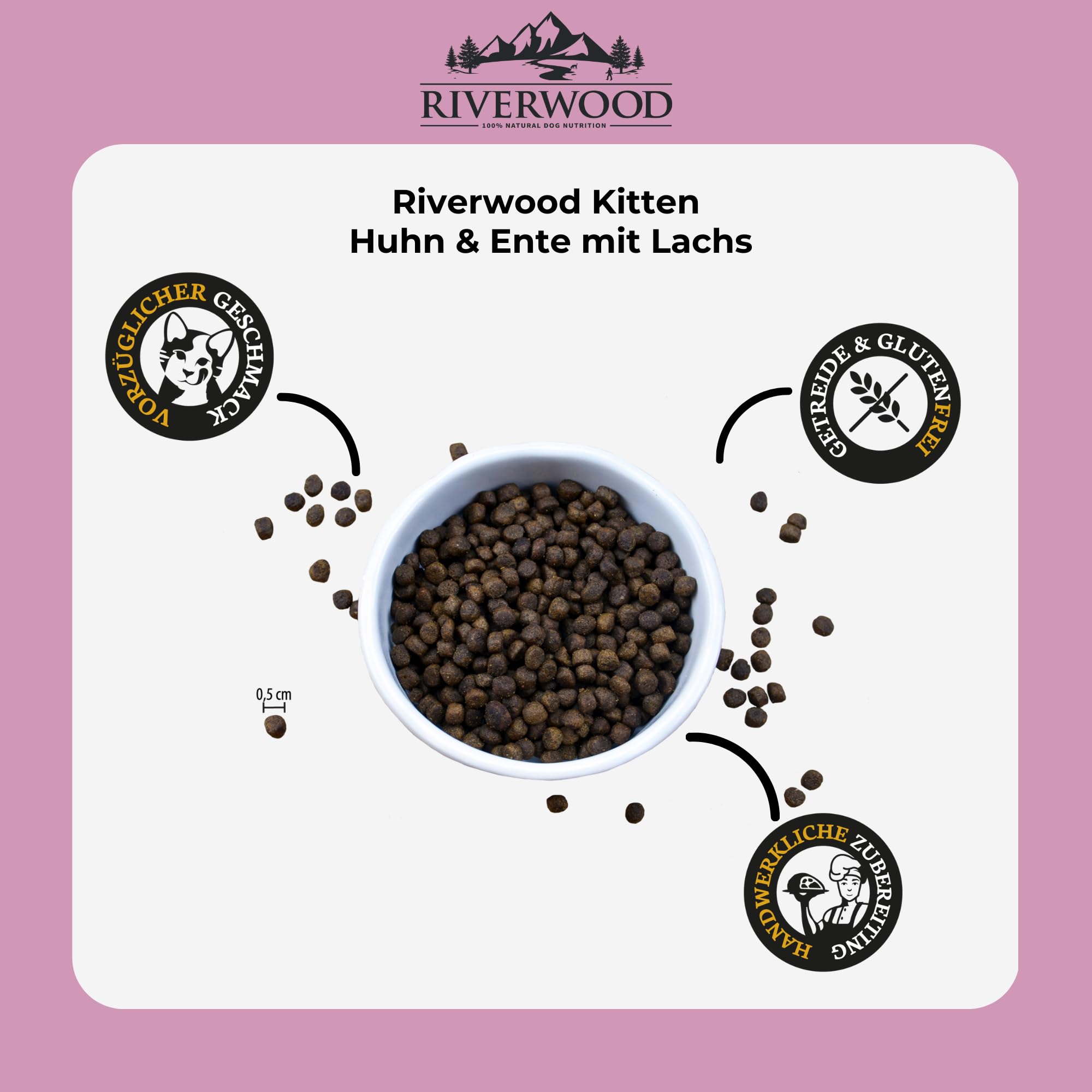 Riverwood Comida para gatos para gatitos, pollo y pato con salmón, alimentos secos sin granos ultra premium, alto contenido de carne, para gatitos de hasta 12 meses, 6 kg