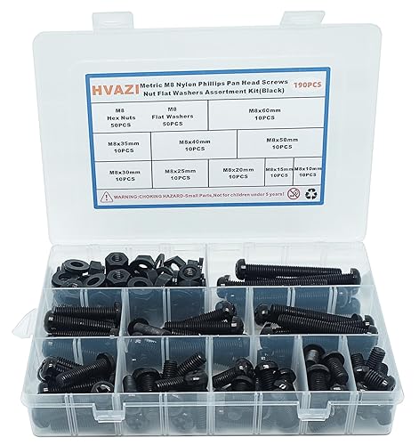 Vista 38 de Metric M4 - Kit surtido de tornillos de cabeza plana Phillips de nailon Phillips (Negro-M4)