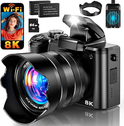 8K Digital Camera, 88MP WiFi Cameras for Photography with 3.2"