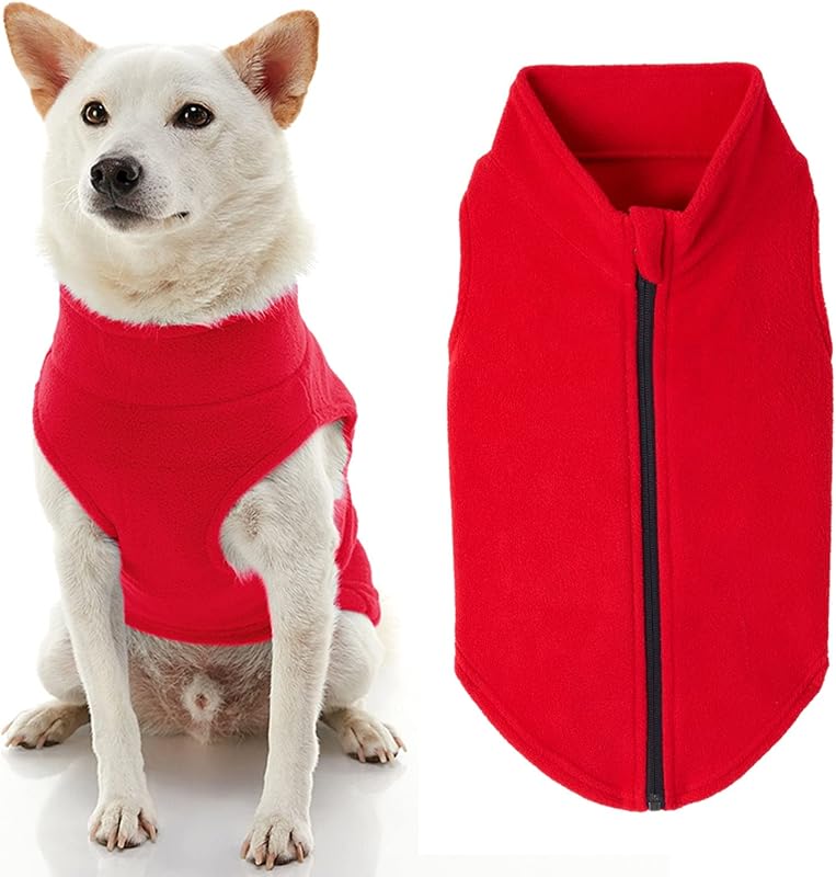 Casaco de Fleece com Zíper para Cães Gooby Vermelho 2X-Large