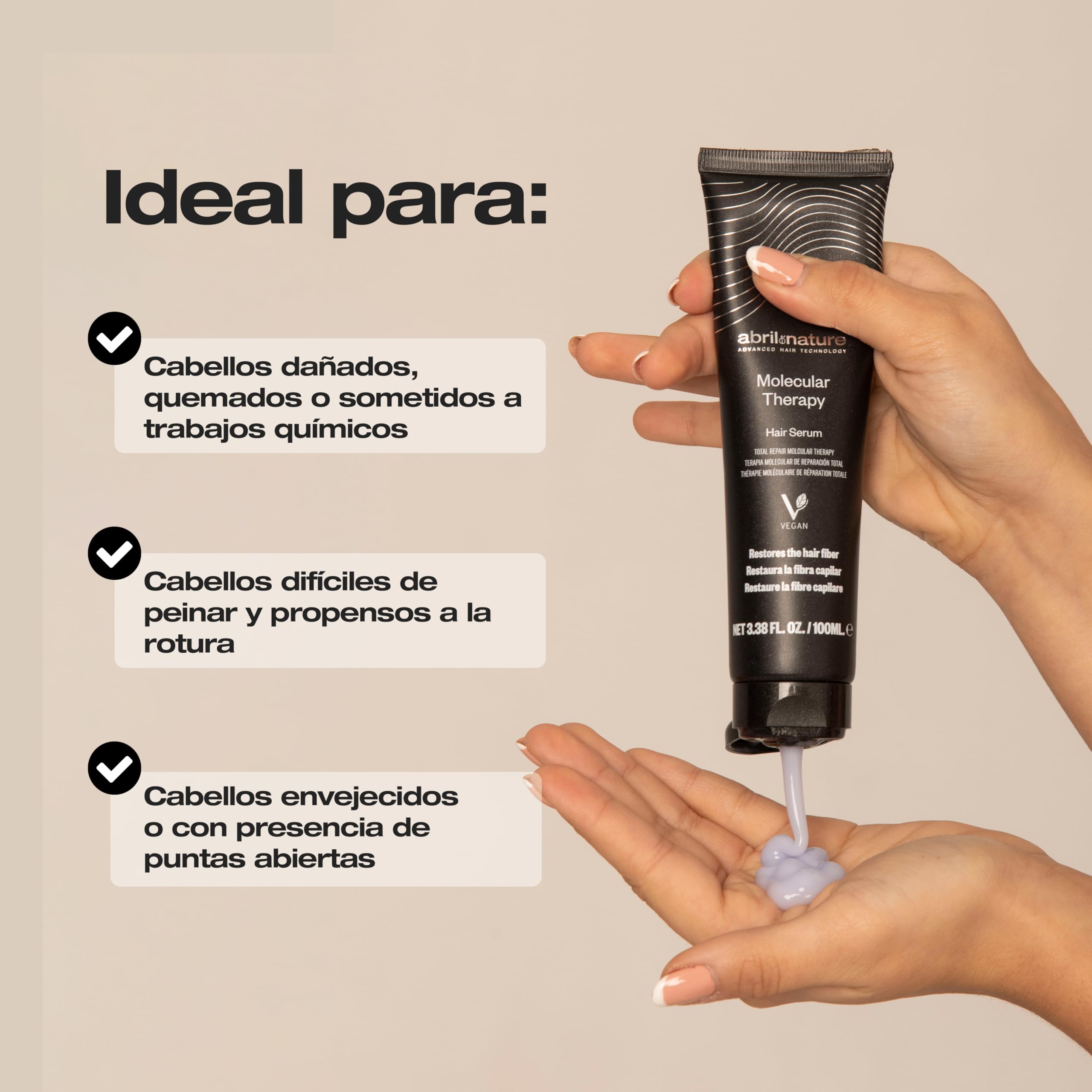 abril et nature - Set de Cuidado Capilar Profesional Reparador - Molecular Therapy - Pack Champú, Mascarilla y Sérum para Cabellos Dañados, Castigados o Envejecidos - Restaura y Repara - 550 ml