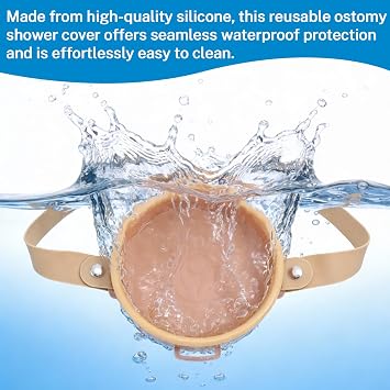 WONDSIGN Ostomy Bag Waterproof Shield, Leak-Proof Protection for Showers, Adjustable Universal Stoma Pouch, 5.5-Inch Diameter, Maximum Adjustable Length 37.8-Inch, 1Pc