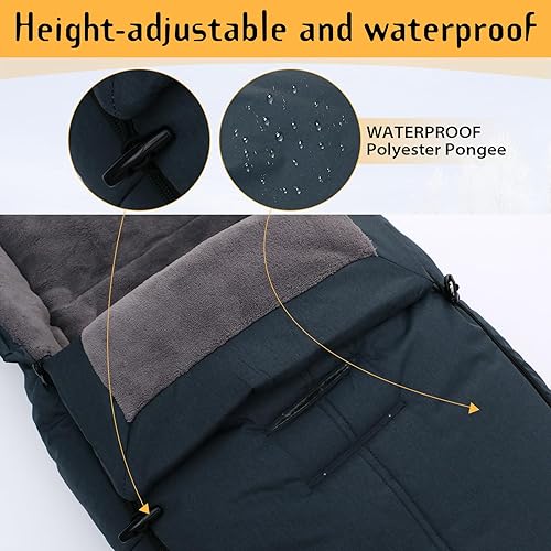 Miniatura 3 de Bolsa de dormir cálida universal, impermeable, resistente al viento, forro polar de invierno para niños pequeños, antideslizante, saco de dormir,