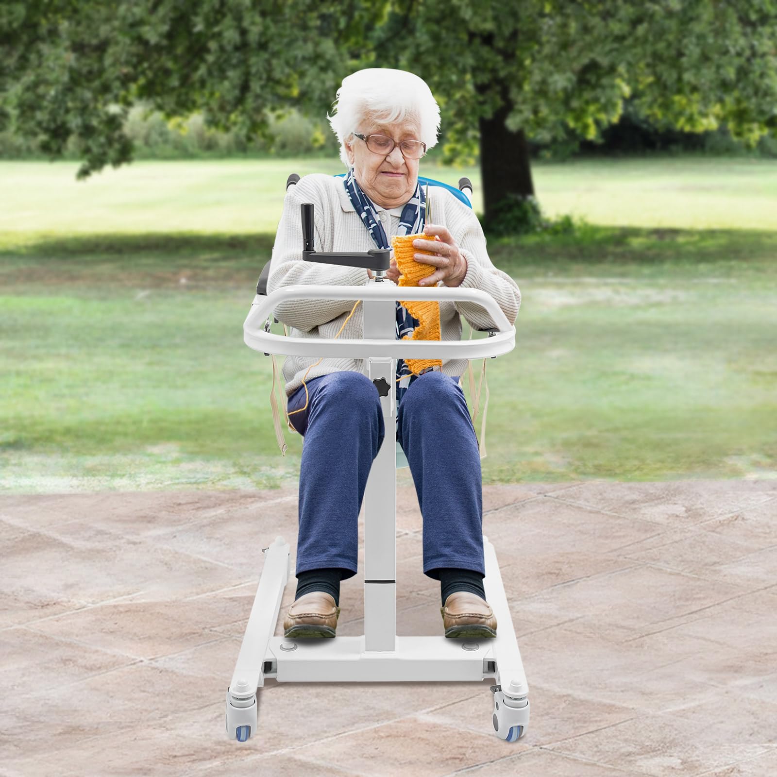 Silla de traslado para pacientes, capacidad de carga de 120 kg, altura ajustable, independiente, con ruedas, silla de transporte, silla de aseo para personas mayores, discapacitados, para cuidados