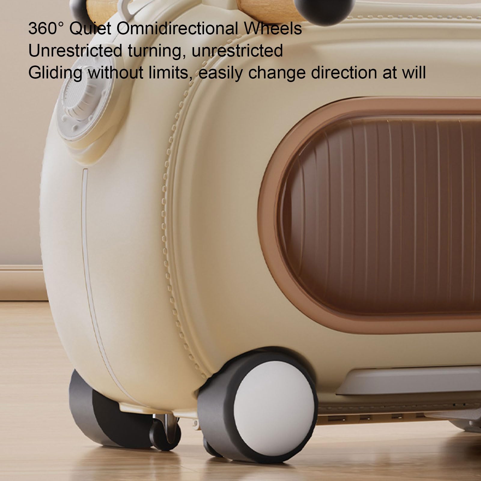 Luocute Bagagli da Viaggio, Valigia con Rotelle per Bambini con Ruote, Luci Musicali, capacità di 20 Litri, Multi modalità, Antiribaltamento, per Bambini da Viaggio da 1 a 5 Anni (Beige)