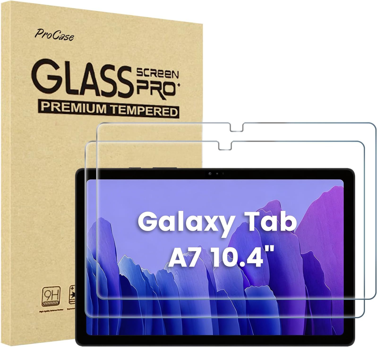 ProCase [2 Pack] Screen Protector for Galaxy Tab A7 10.4”, HD Clear 9H Hardness Tempered Glass Film Guard for Samsung Tablet SM-T500 T503 T505 T507