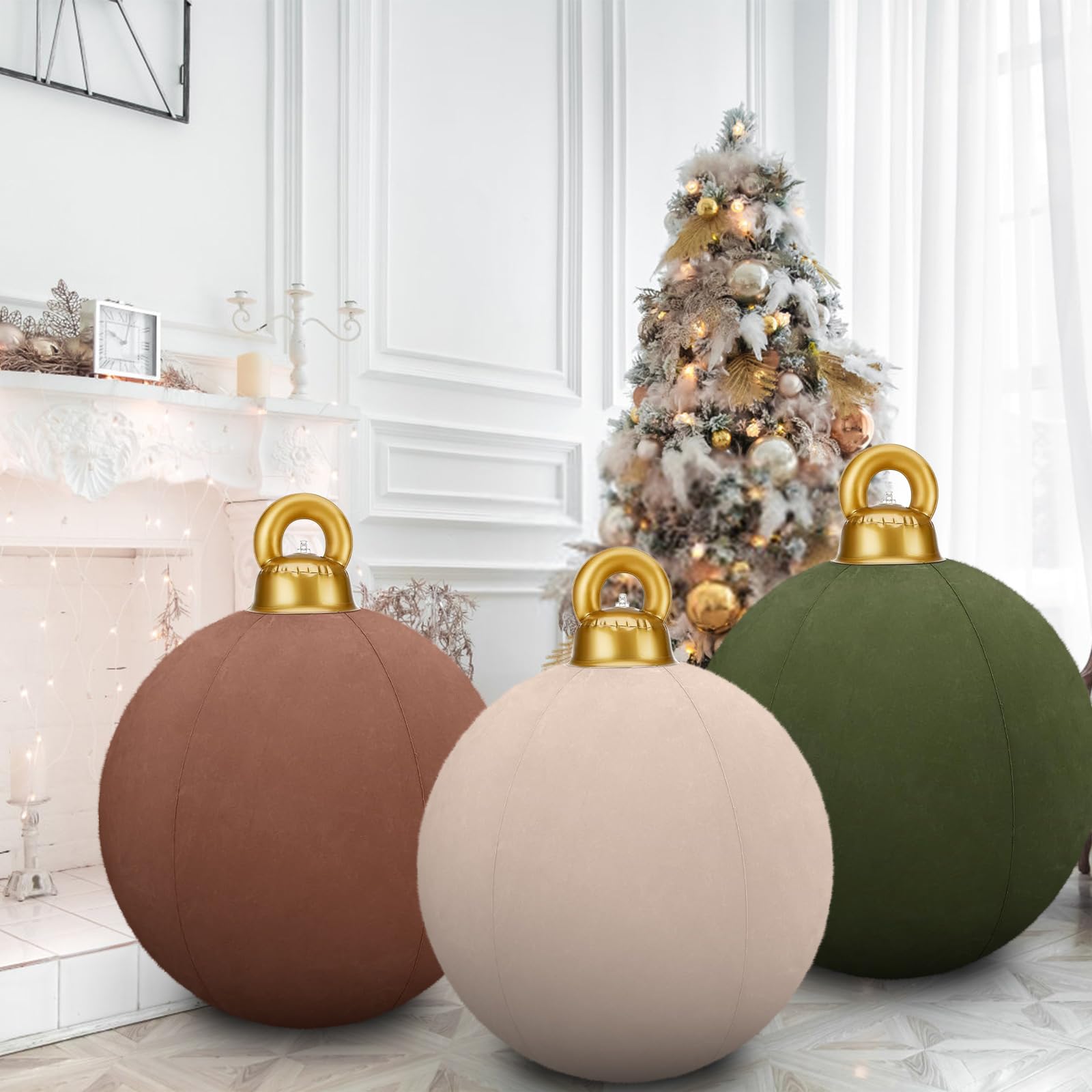 Boules de Noël géantes floquées en velours de 60 cm chic pour extérieur