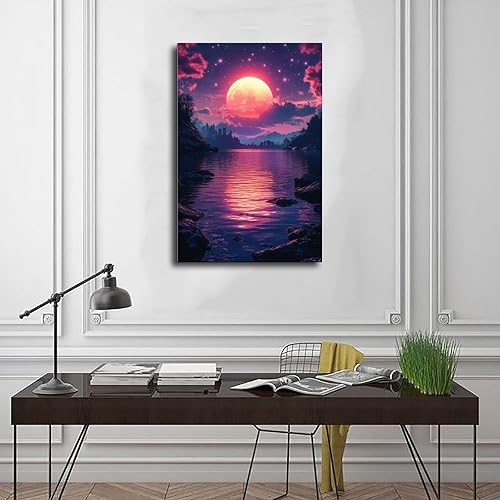 Miniatura 3 de Retro Futuristic Vaporwave Wall Art  Neon Grid Landscape Print  80s Inspired Synthwave Abstract Poster Poster Print for Teen Boys Room Wall Art