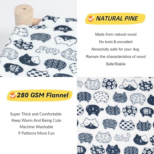 Miniatura 3 de Patas Lague Hamaca autocalentable para gatos, cama para perros pequeños, cama térmica de madera elevada para gatos, cama elevada para mascotas suave