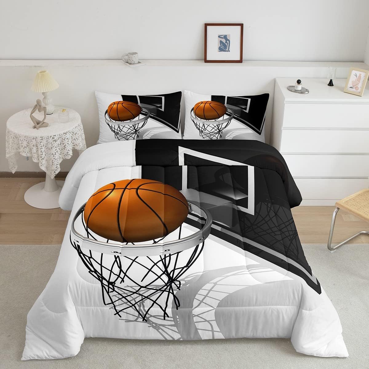 Erosebridal Boys 3D Basketball Comforter Set Kids Teens Basketball Gaming Bedding
