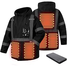 SKSAFETY Heated Jacket For Men - 3M Hi Vis Safety Parka, Class 3 High Visibility Jackets, Heated Coat For Men