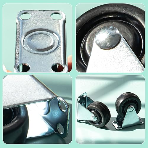 Miniatura 5 de Framendino, Paquete de 4 ruedas de 1.5 pulgadas de goma resistente, placa superior no giratoria para muebles