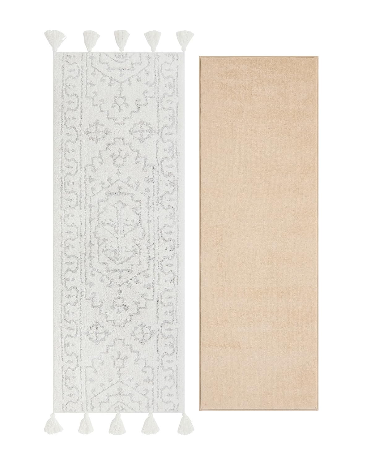 House of Noa The Arden Wisp 24x65 Bath Mat 22 5x63 5 Liner Set Plush Cotton Non Slip