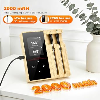Bluetooth Wireless Meat Thermometer with Unlimited Range | IP67 Waterproof Dual-Probe, Smart APP Monitoring for BBQ, Grill, Oven & Air Fryer | High Precision Cooking Thermometer