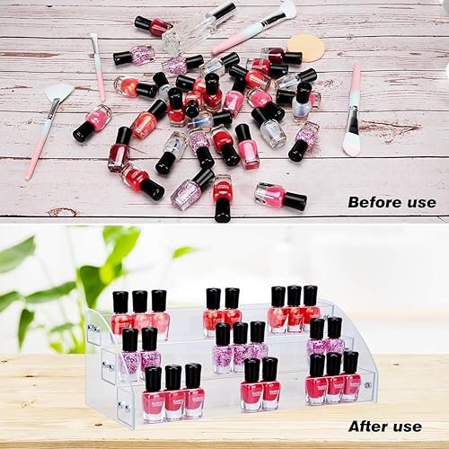 Miniatura 9 de KINGROW Estante organizador de esmalte de uñas, 6 capas, estante de acrílico para anteojos, aceites esenciales, almacenamiento de tinta con
