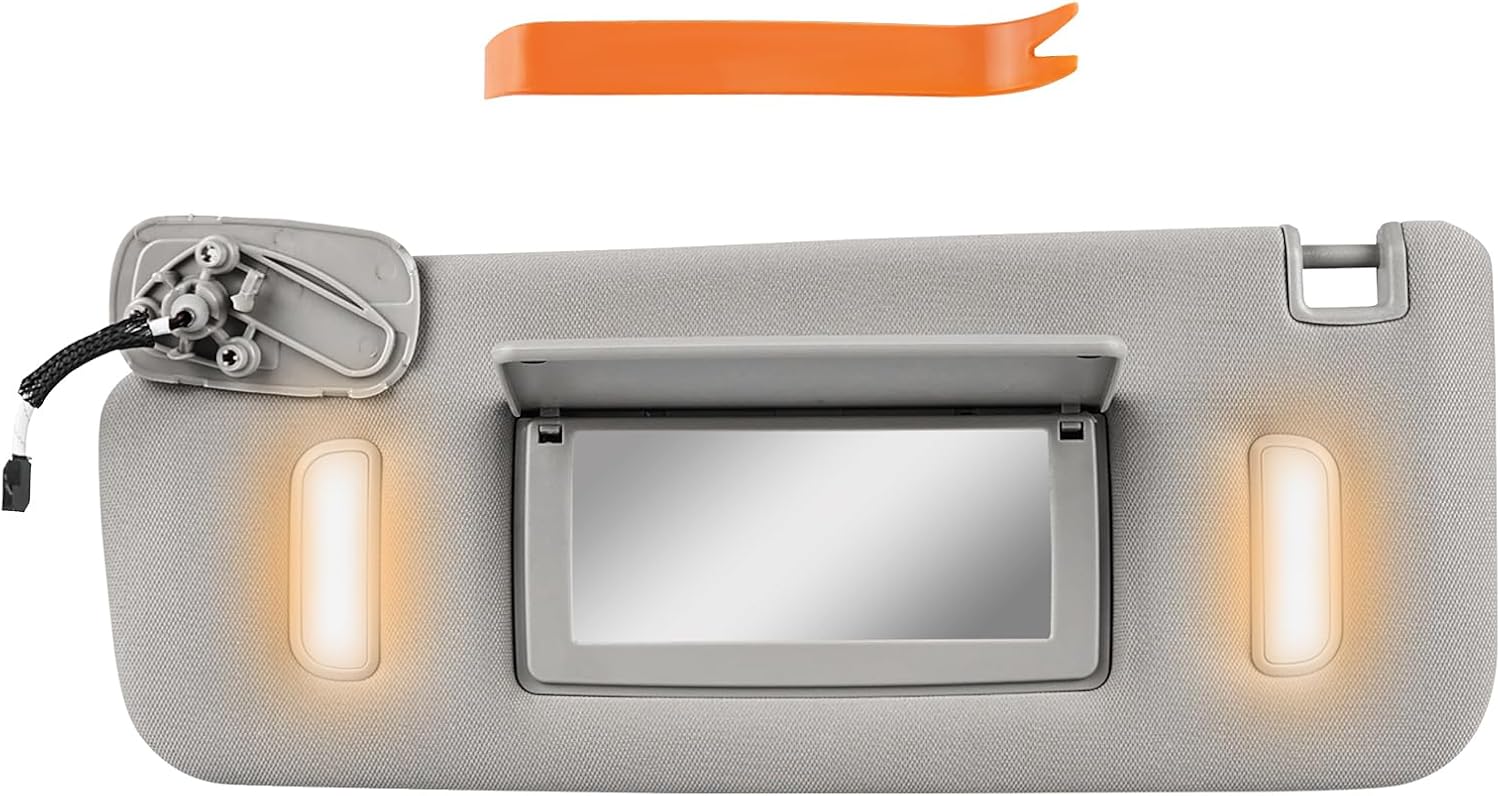 JDMON Left Driver Side Sun Visor Compatible with Chevy Silverado Suburban Tahoe GMC Sierra Yukon Cadillac Escalade 2007 2008 2009 2010 2011 2012 2013 Replace 22850306 (Beige)