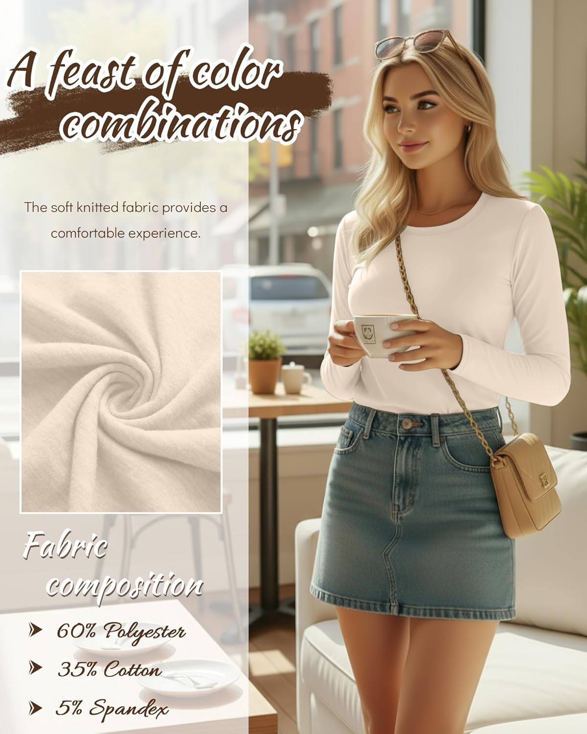 8 Pack Womens Long Sleeve Shirts Casual Basic Tops Crew Neck Undershirts Stretch Layering Tee Shirts 2025 Fall - Image 4