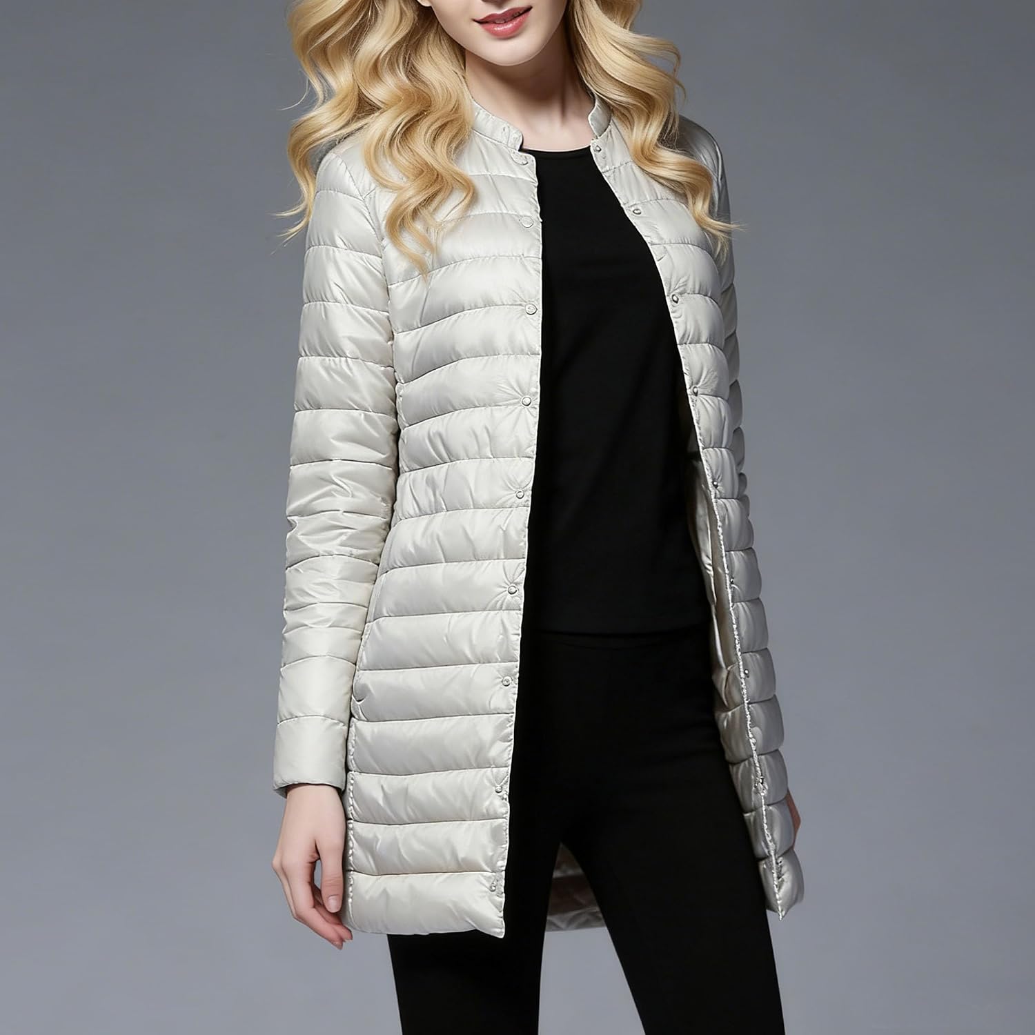Women’s Winter Quilted Puffer Coat Lightweight Mid Long Jacket Casual Down Coat Stylish Winter Coat for Women