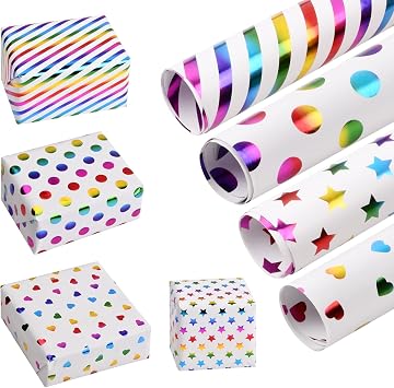 Pack of 4 Colorful Wrapping Paper Wrappers for Gifts, Mothers Day Paper, DIY Paper Materials, For Birthdays, Celebrations, Valentines Day, Christmas, Weddings, Childrens Presents, Gifts, DIY