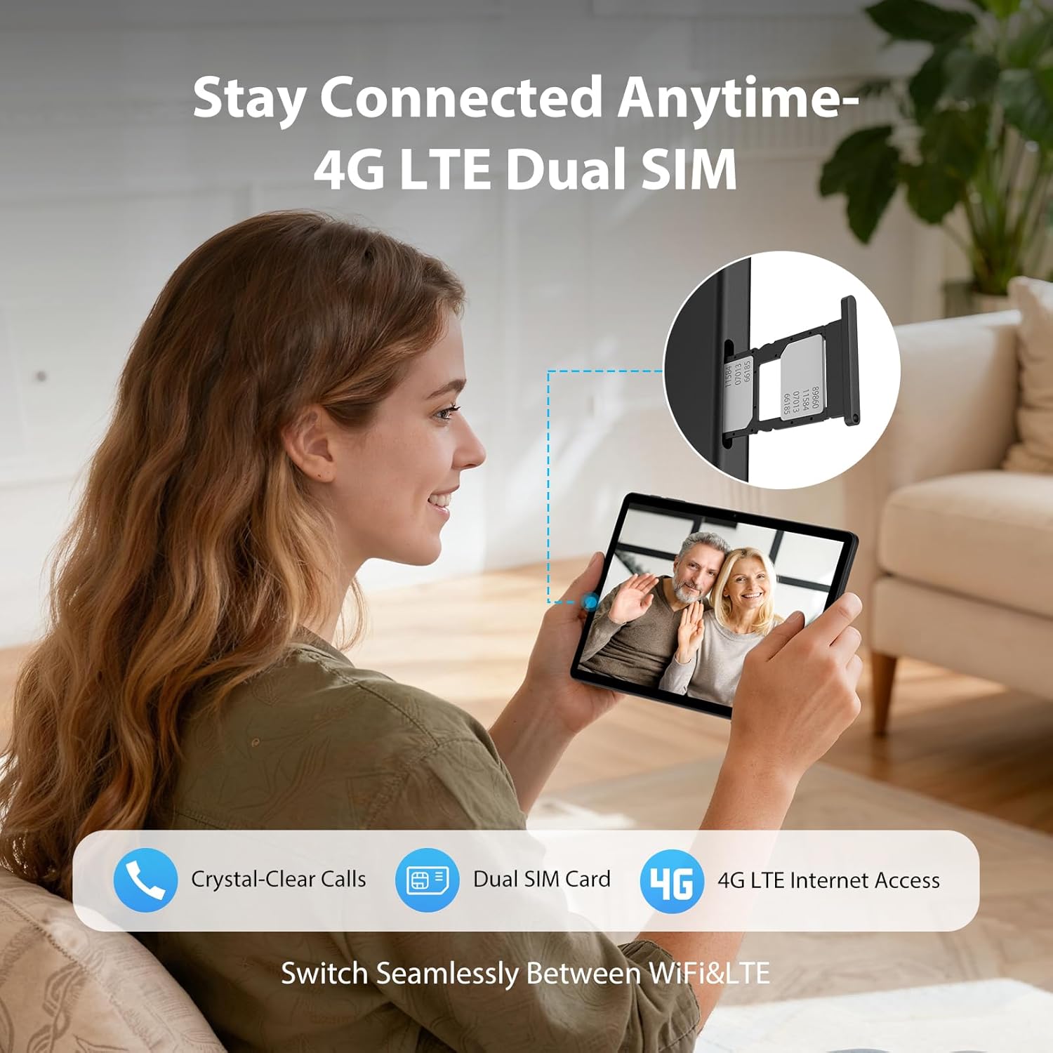 Illustration of SIM card and MicroSD card installation in the PIXGOOD tablet