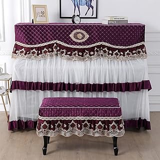 Piano cover,Piano Cover Cloth,dust Cover,Piano Protective Cover Piano Cover Cloth Lace All-Inclusive Upright Modern Piano Mid-Point Dust Cover Protective Cover (Piano cover+chair cover(single seat typ