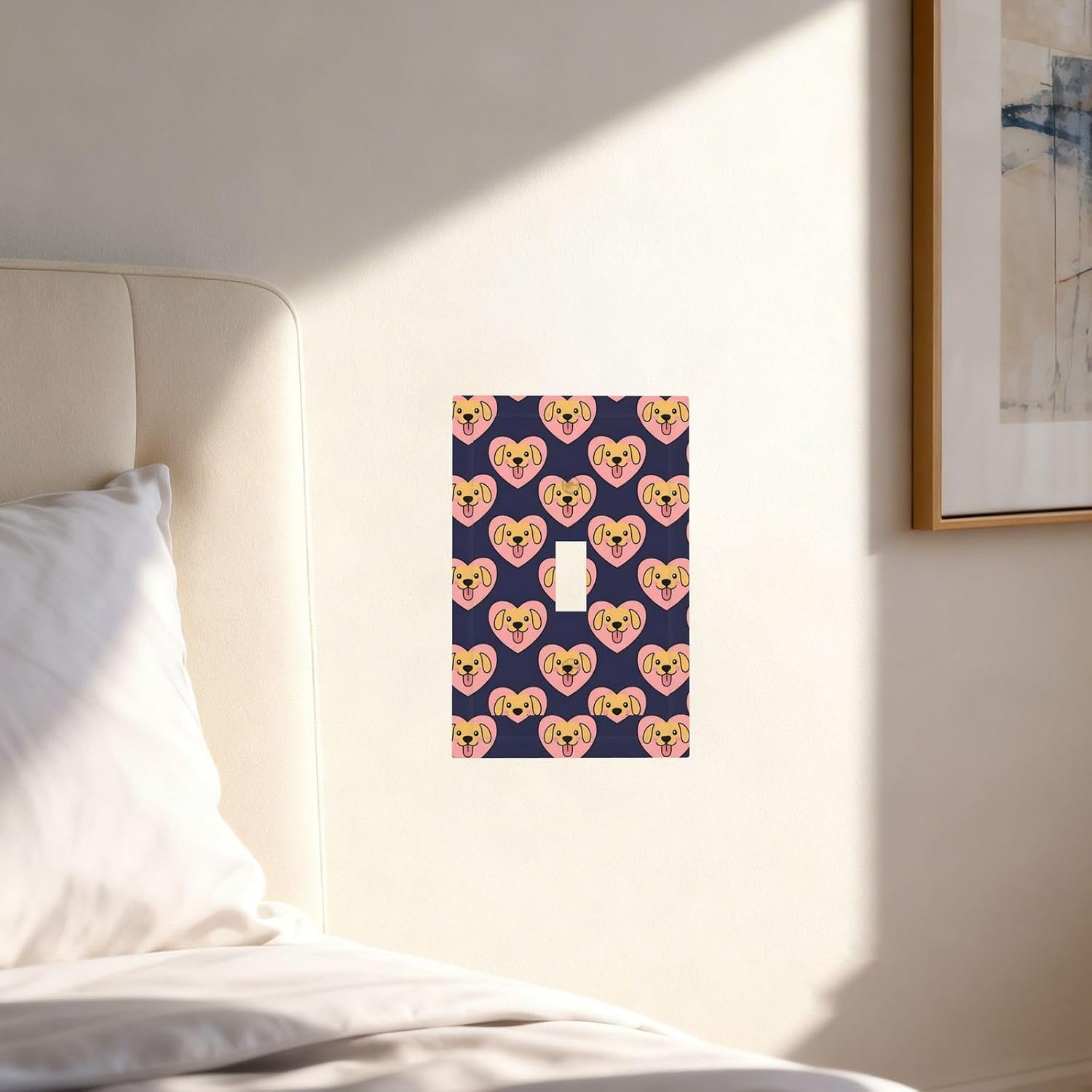 Light Switch Cover Plate Cute Gold Retriever Heart 1 Gang Single Toggle Decorative Switch Plates Wall Plates Electrical Faceplate for Bathroom Bedroom Decor
