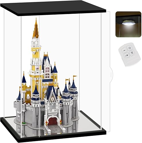 Miniatura 10 de NONEMEY Vitrina de acrílico transparente con luz de control remoto para 400% Bearbrick, modelo a prueba de polvo, caja organizadora para