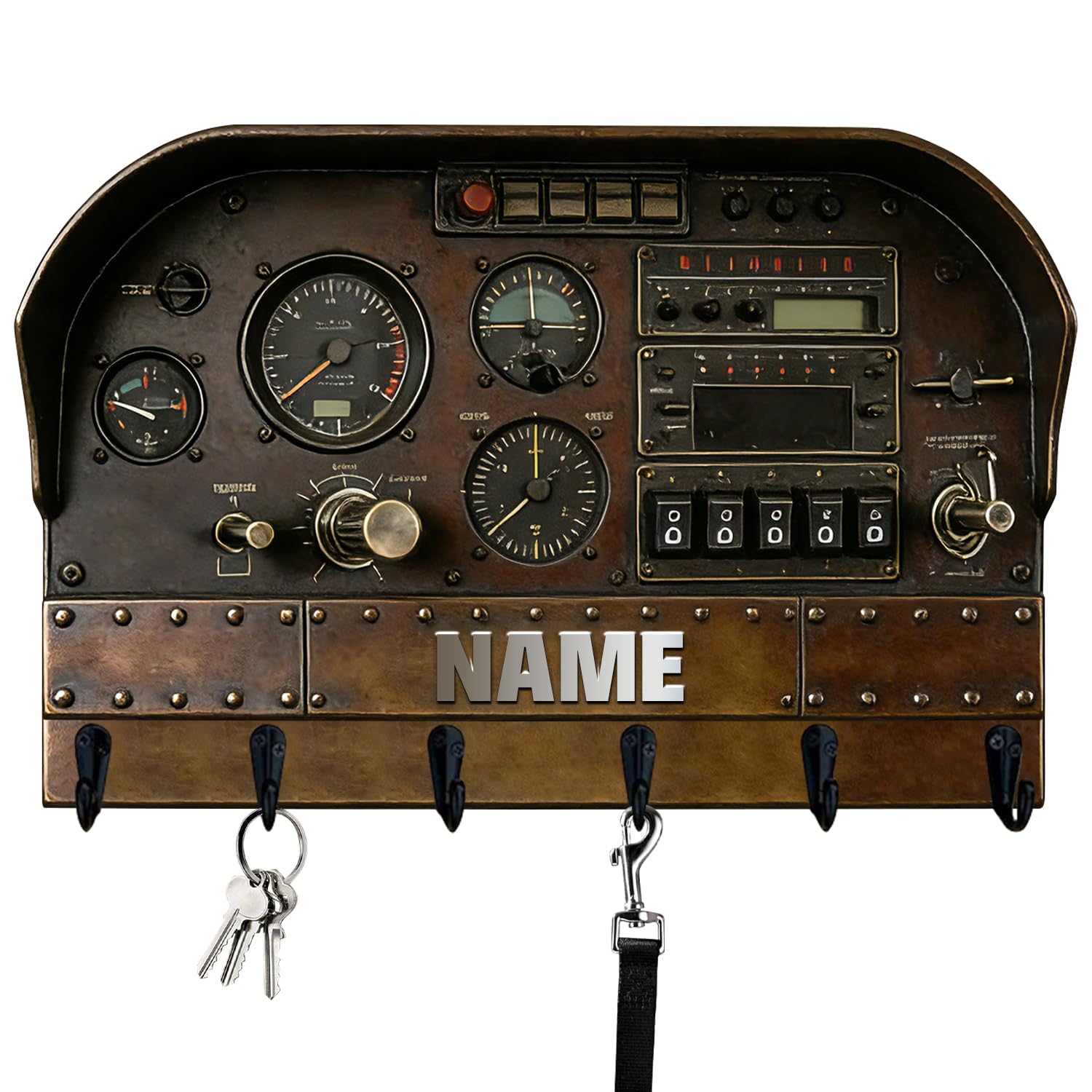 Ganchos de pared personalizados con temática de cabina de avión para pilotos, mujeres, hombres, familia, amigos, nombre personalizado, de madera, impresión plana 2D, soporte para llaves de cabina de