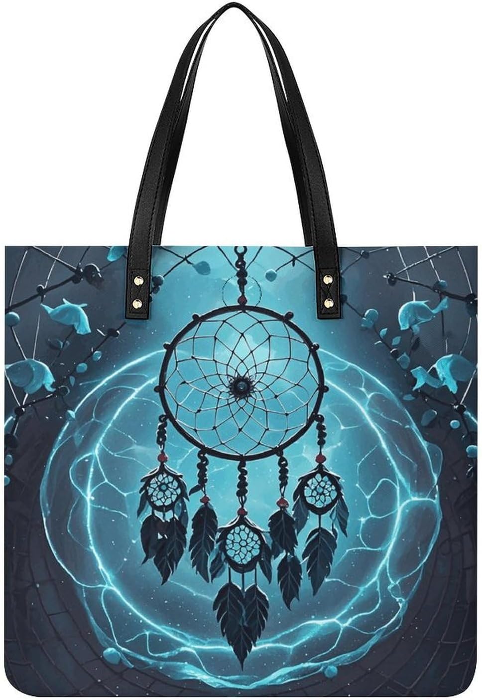 Dark Dream Catcher Tote Bag with Magnetic Buckle Reusable Grocery Bags Lightweight Cross Body Handbag for Daily Essentials