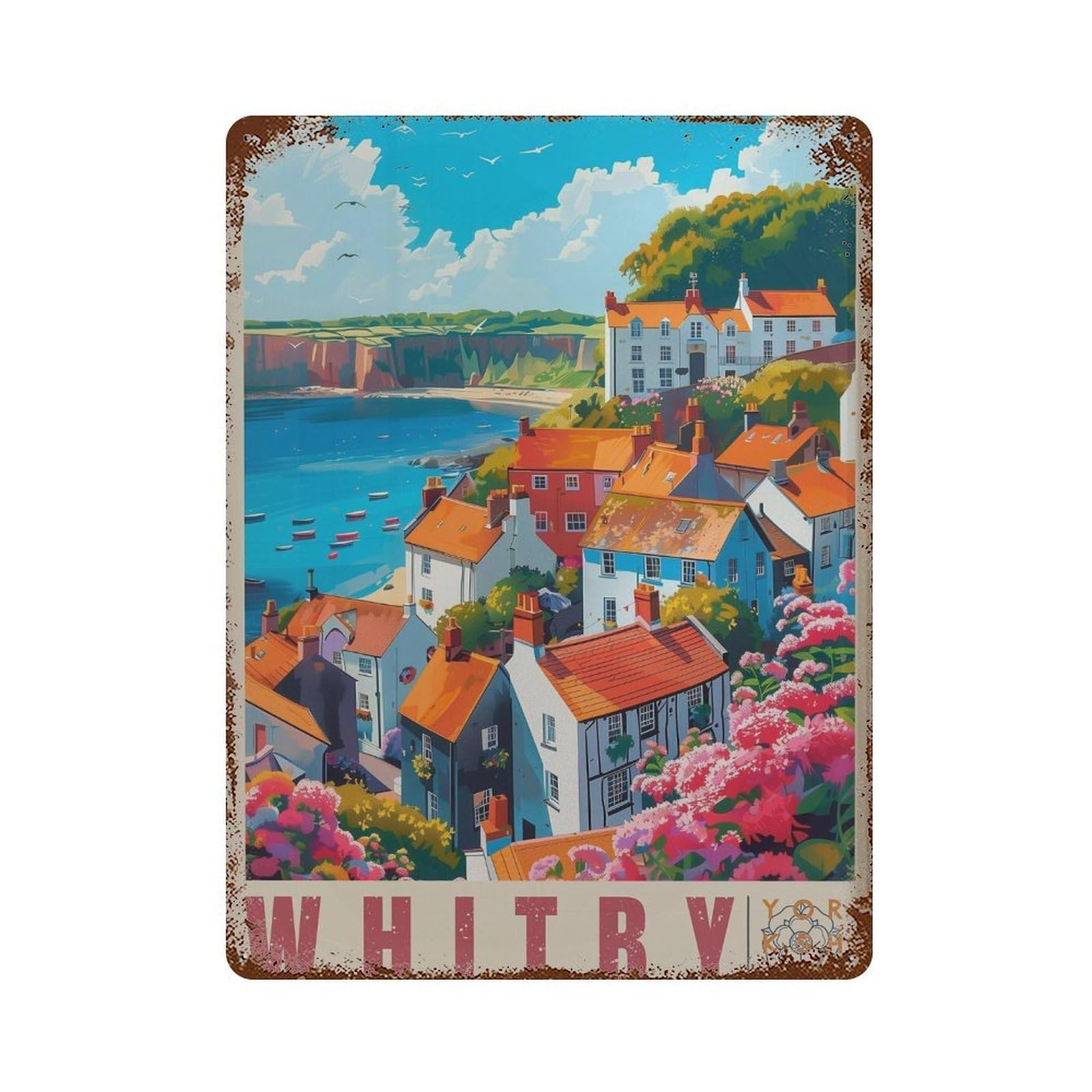 xiaoxiaoshen Whitby Travel Yorkshire Coast UK Wall Decor Art Metal Tin Poster Modern Home Decor Art Home Bar Shop Decorations Vintage Sign 40x30cm