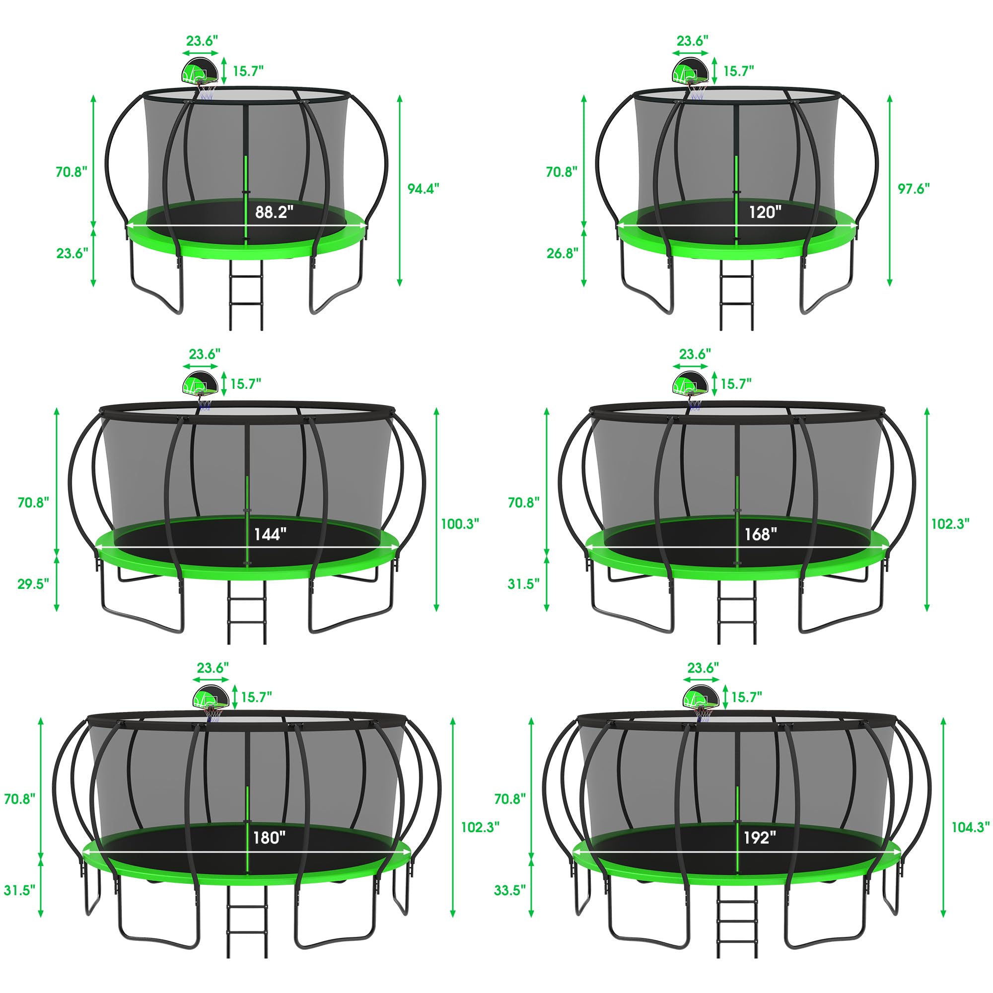 Jump Into Fun Tranpoline 12 FT Tranpoline 1200LBS for Adults 5 Kids, NoGapDesign Pumpkin Tranpolines W Enclosure Net, Basketball Hoop,Ladder,Stakes and Galvanized Anti-Rust Coating- ASTM CPC CPSIA