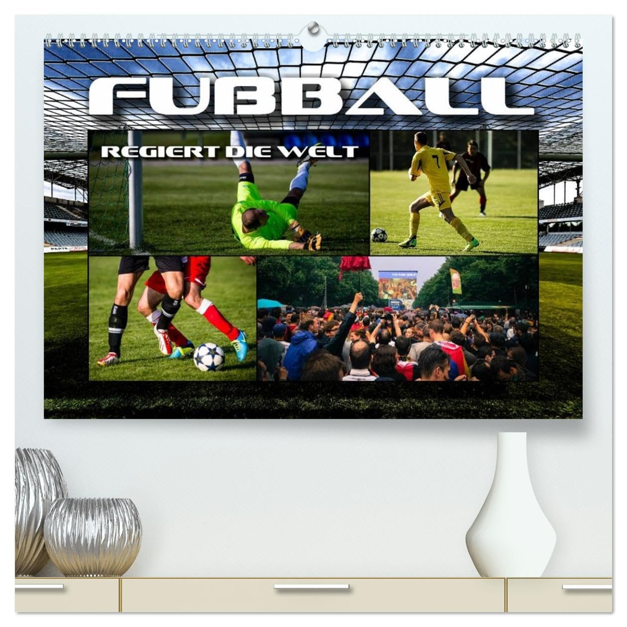 Fußball regiert die Welt (hochwertiger Premium Wandkalender 2026 DIN A2 quer), Kunstdruck in Hochglanz: Impressionen rund um den grünen Rasen (CALVENDO Sport)
