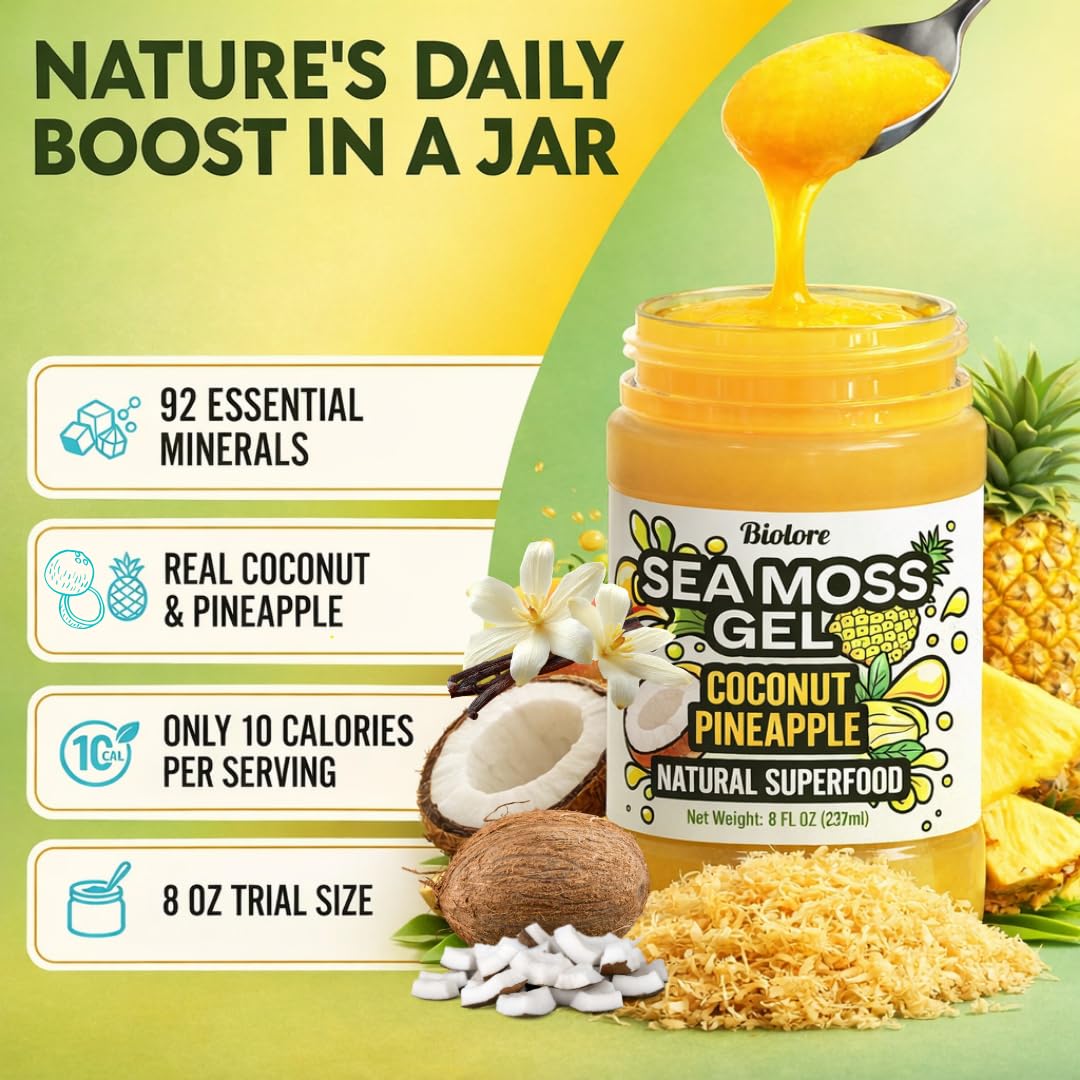 Amazon.com : Biolore Sea Moss Gel Coconut Pinapple – Flavored