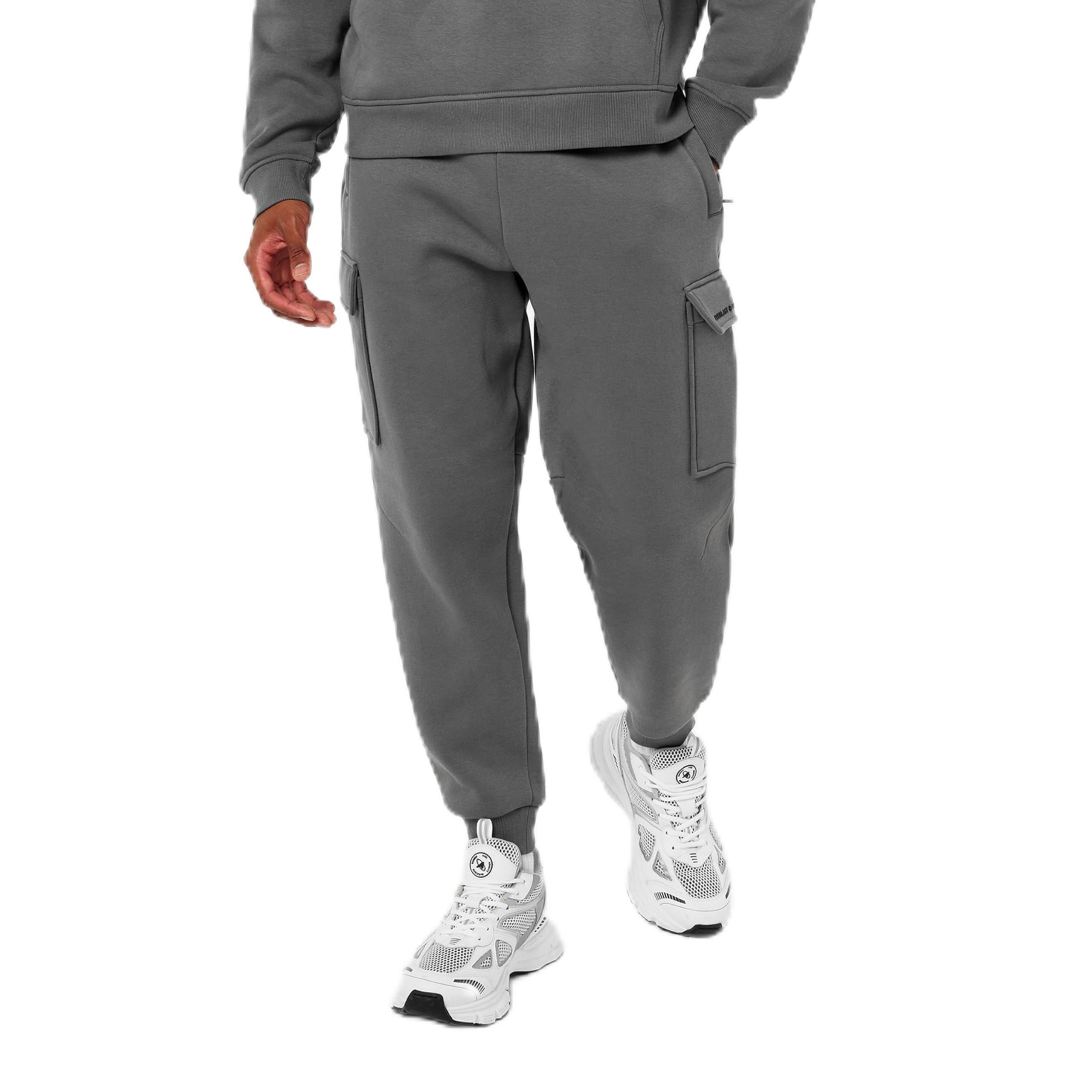 Mens Cargo Track Pants, Castor Gry, Large