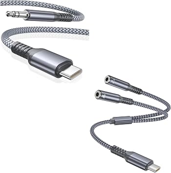 Elebase iPhone 17 16 16e Aux Cord and USB C Headphone Splitter 0.9FT/0.28M,USB C to Dual 3.5mm Audio Adapter,Type C to 2 Way Aux Female Headphone Jack for iPhone 16 15,Galaxy S25 S24,iPad Pro 10,Pixel