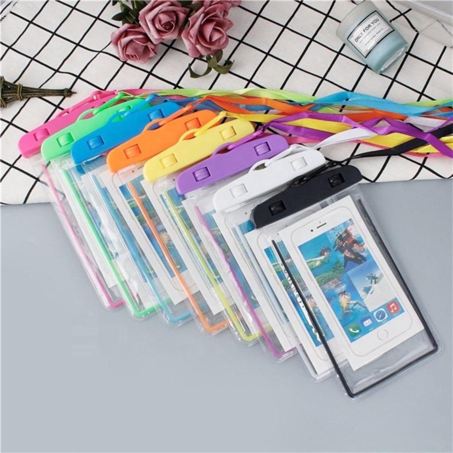D- Search} Waterproof Pouch Cell Phone Dry Bag Case for iPhone, Samsung, Pixel, One Plus, up to 7.0 inch β All Mobile Phones Transparent (Pack of 2) 3
