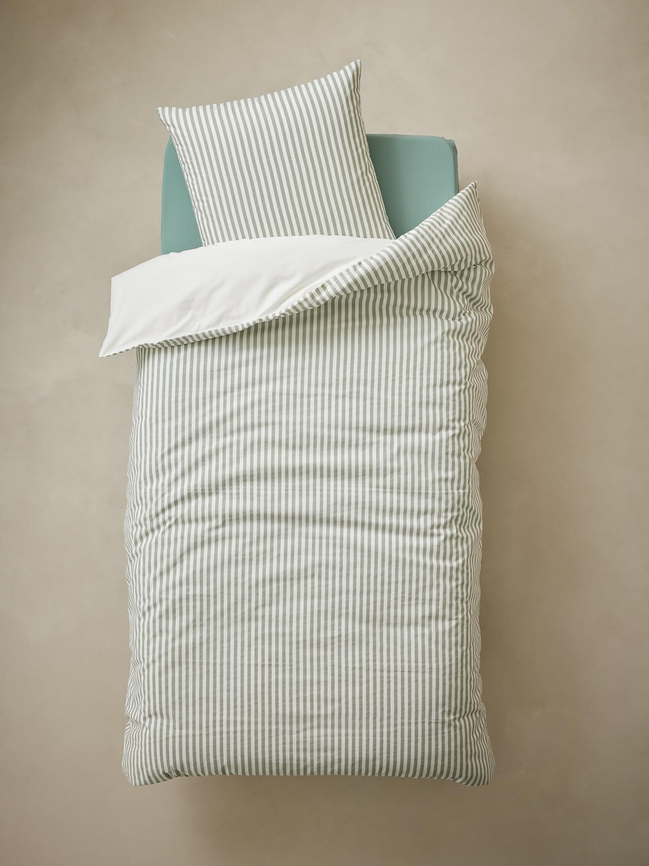 VERTBAUDET Parure Housse de Couette et taie d'oreiller avec Coton recyclé MOISSON Blanc imprimé 140X200 50X75