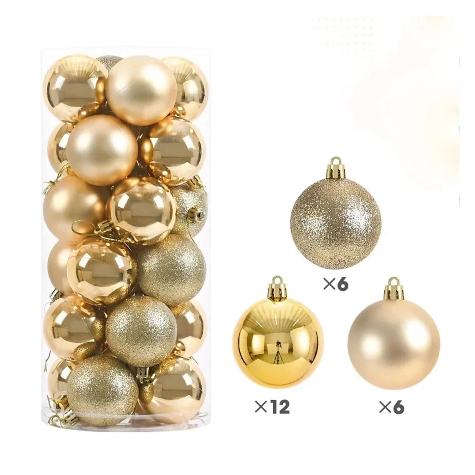 Bolas De Navidad 24 Uds 3/4/6CM Bolas de Navidad Bola Grande Adornos Colgantes for árbol for decoración Fiesta año Nuevo Accesorios Regalos Decoración(6CM,Red)