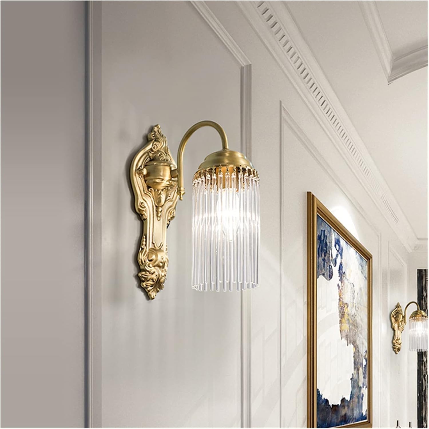 ASerZenith Copper Gold Wall Lamp Bedroom Simple Bedside Lamp Living Room Aisle Wall Lamp Tv Background Wall Lamp,Chandelier Lamps(Dia10.5Cm-1 Light)