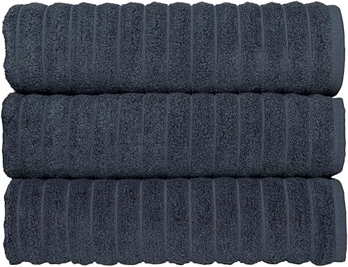Miniatura 40 de Classic Turkish Towels - Juego de 6 toallas de lujo de la colección Brampton acanaladas de 100% algodón turco, de secado rápido, suaves y Platino