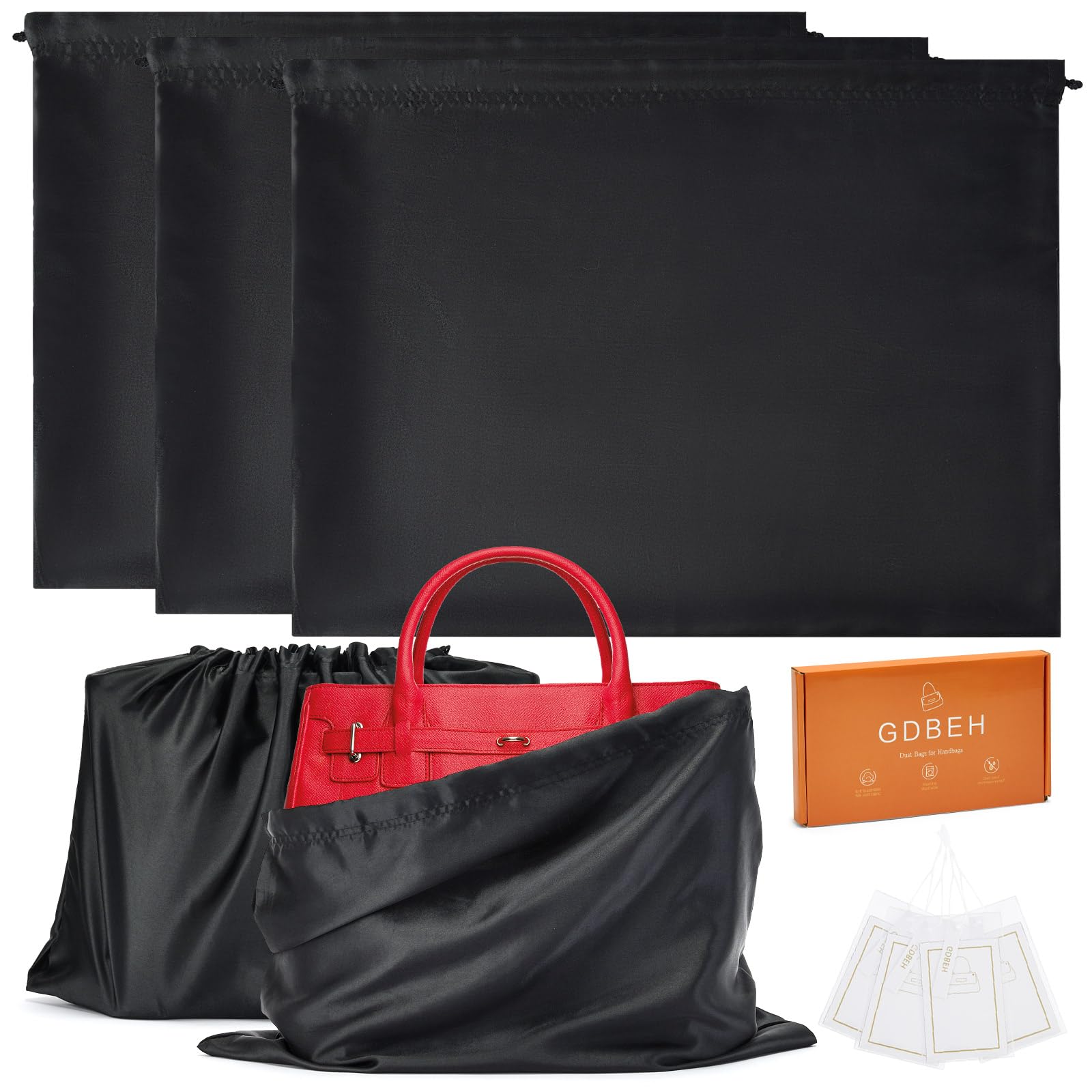 GDBEH3 Pack Dust Bags for Purses and Handbags，Silk Purse Dust Bags for Storage， With Drawstring Large Dust Bags for Handbag， Dust Covers for Purse Shoes Boots