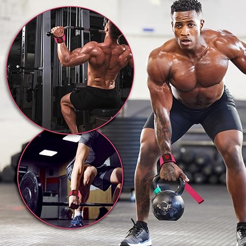 Miniatura 5 de Correas de levantamiento de pesas, soporte de muñeca acolchado de neopreno para gimnasio, entrenamiento cruzado, correas de levantamiento de pesas