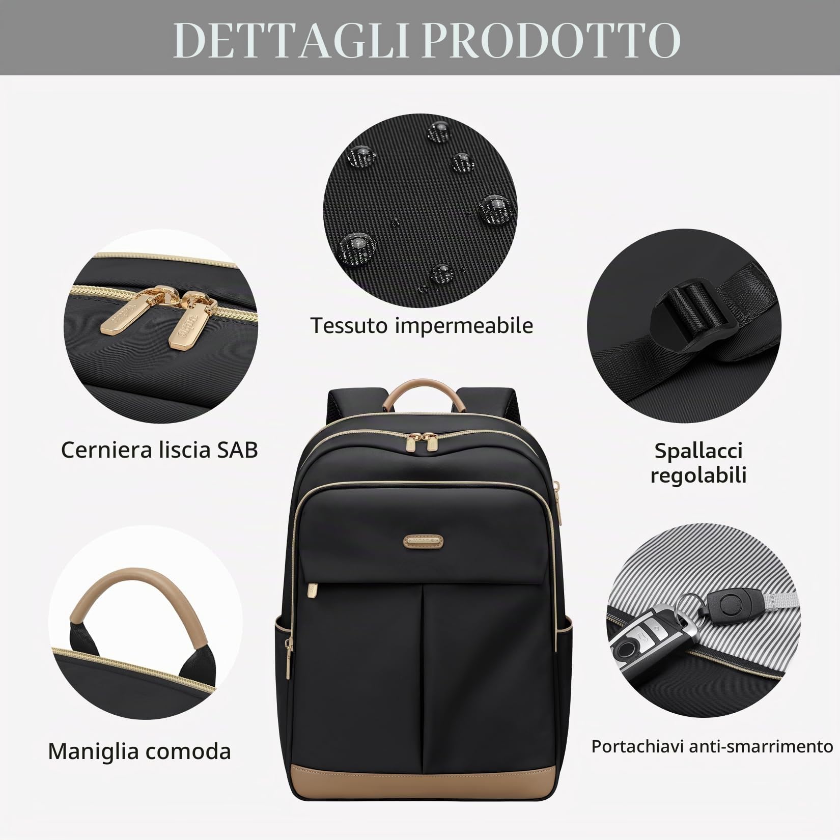 VNINE Zaino Porta PC Donna, 16 Pollici Impermeabile Zaino da Viaggio per Università, Viaggi, Lavoro, Scuola