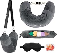 Vista 10 de Almohada de viaje para el cuello rellenable con ropa, almohada para el cuello rellenable para viajar, bolsa de almacenamiento rellenable y plegable