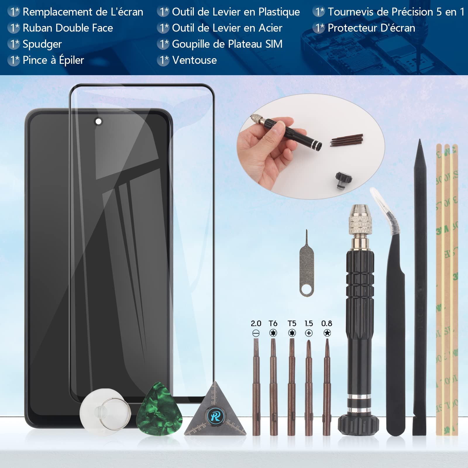 RongZy Écran LCD De Remplacement pour 6.67" Xiaomi Redmi Note 10 Pro M2101K6G M2101K6R Écran Tactile Digitizer Panneau Assemblé De Réparation avec Outilse(Noir avec Cadre)