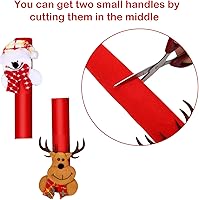 Vista 4 de Boao Funda navideña para manija de puerta de refrigerador, muñeco de nieve de Papá Noel, fundas decorativas para nevera, microondas, horno