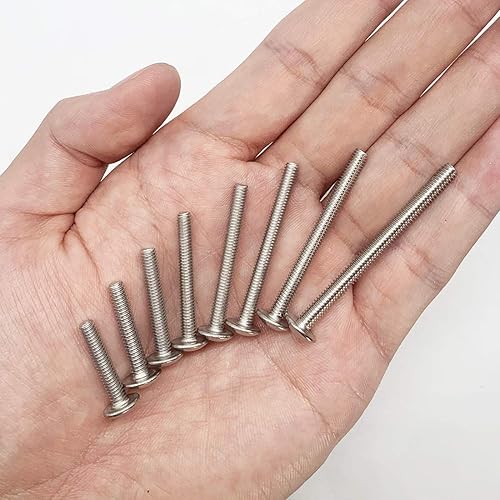 Miniatura 9 de Paquete de 25 tornillos métricos M4 x 2.559 in para pomo de cajón de gabinete, acero inoxidable 304, pernos de cabeza de armadura, unidad Phillips