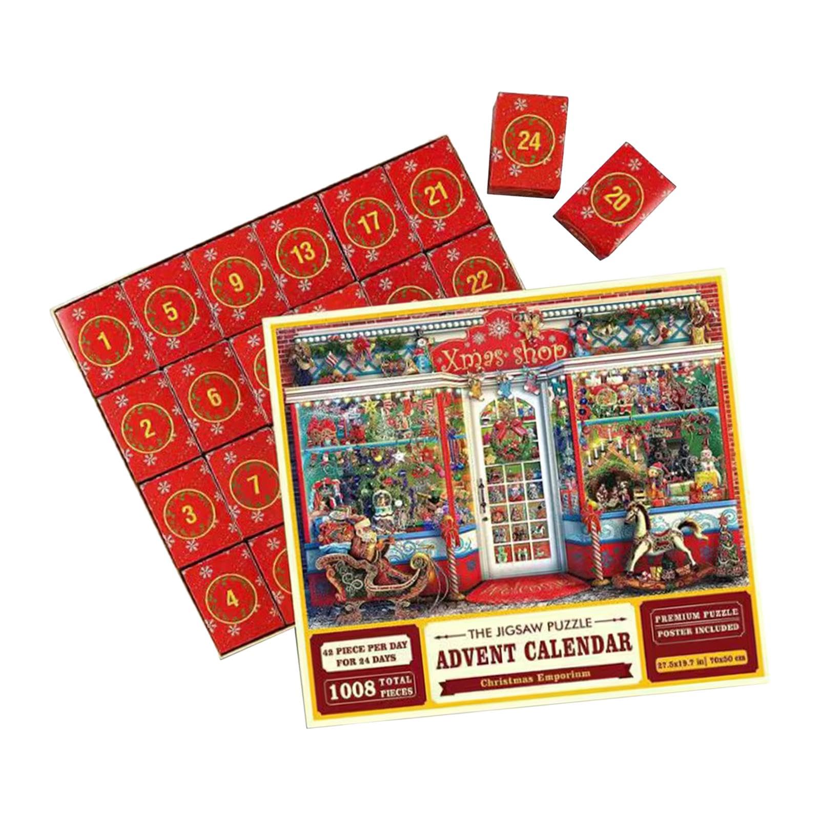 perfk Calendario de Adviento 2023 Rompecabezas de 1008 Piezas Rompecabezas Navidad Familia Vacaciones Rompecabezas para Adultos niños, Estilo b