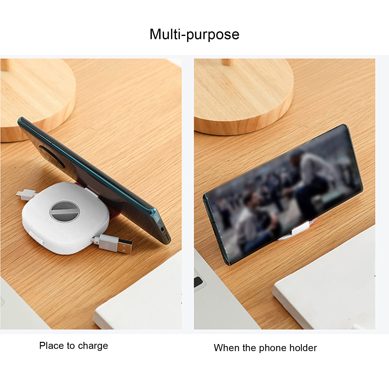 Charging Cord Organizer,2Pack Earbud and Charging Cable Winder and Organizer with Phone Holder Data Cable Storage Boxes Retractable Cord Management Winders (White)